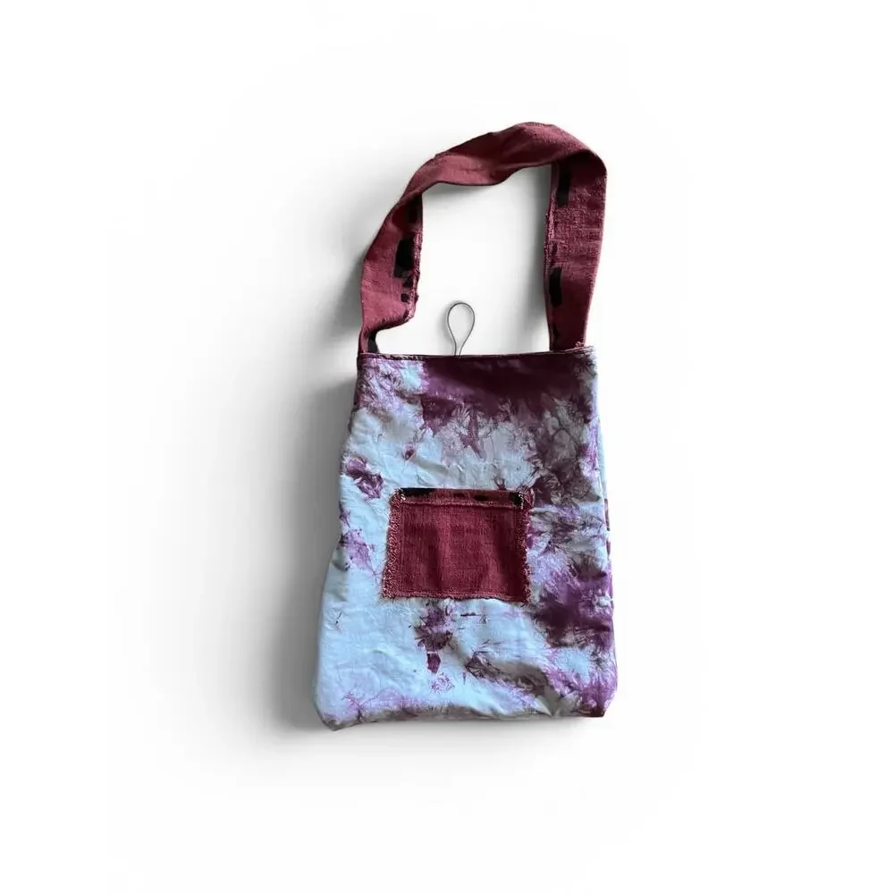 Boho Handmade Burgundy Black African Pattern Cloth Bag